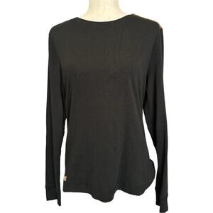 SALE! Lauren Jeans Co Black Cotton Suede Trim Top Size M